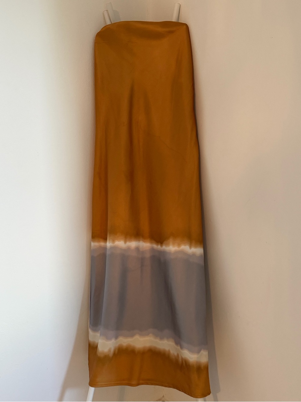 Strapless Amber and Gray Dip-Dye Maxi Skirt